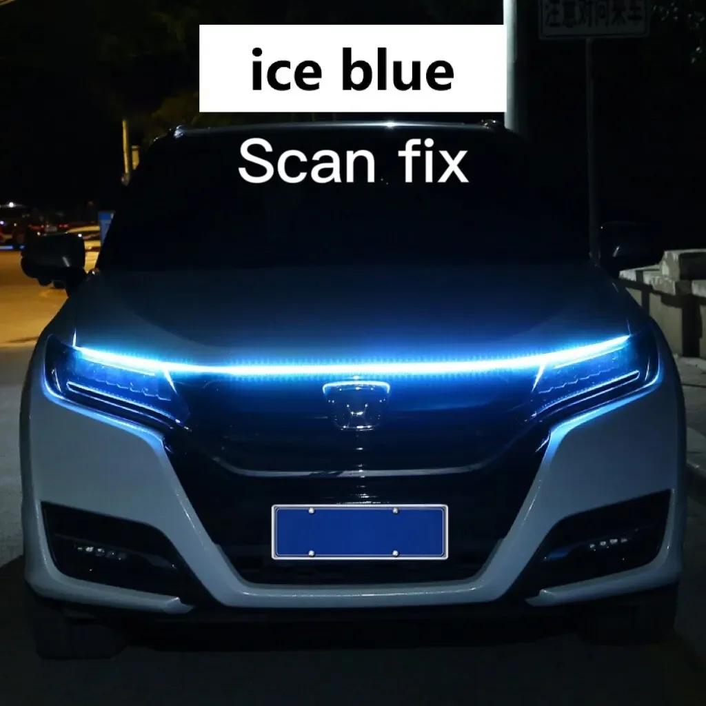 150CM 180CM Scan Starting LED Car Hood Light Daytime Running Light Universal Flexible Dynamic Car DRL 12V Ambient Light