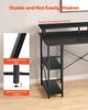 120 cm Computer Desk with Smart LED Lights and Power Outlets, Reversible Gaming Office Desk with Monitor Stand and 2-Tier Storage Shelves, Study Work