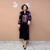 High-end Women's Velvet Dress Plus Size Long Dress Rhinestone Printed Loose Flocked A-Line Dress Spring Autumn