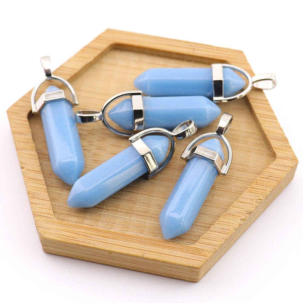 Crystal Hexagonal Column Pendant Popular Hexagonal Prism Bullet Luminous Stone Necklace Pendant N759