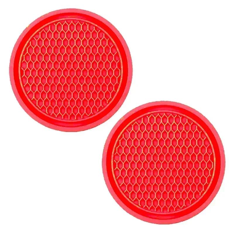 2Pcs Car Coaster Water Cup Holder Anti-slip Pad Mat Silicone Gadget Round Heat Insulation Mats Car Interior Accessories