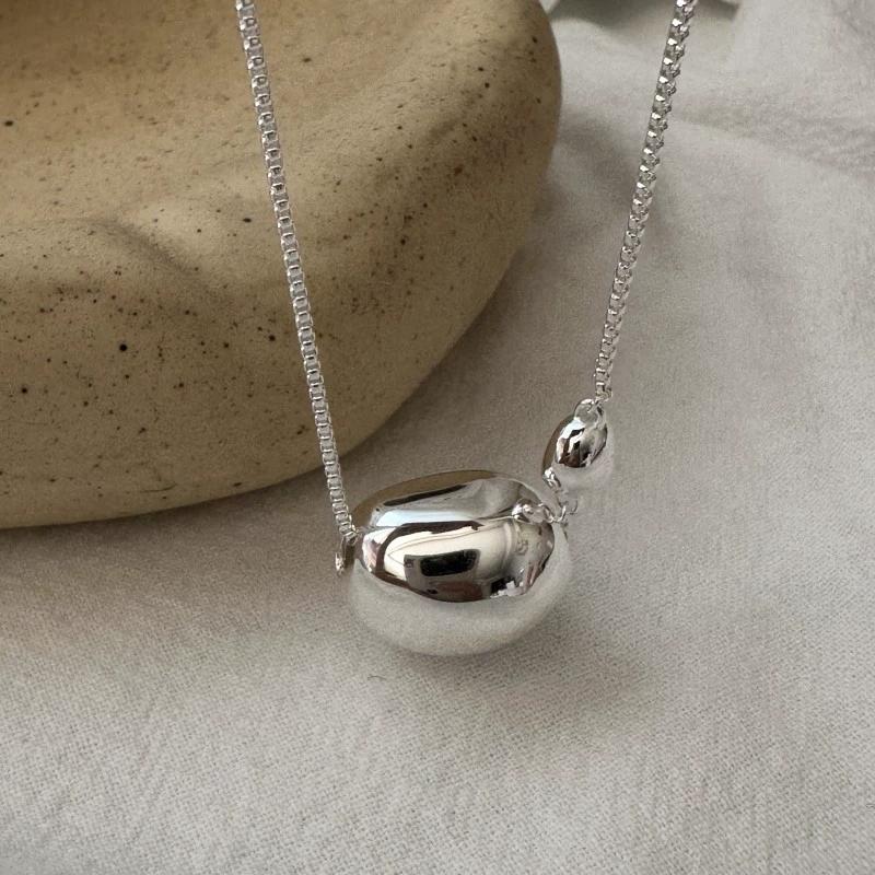 FY-43TL14 S925 Sterling Silver Korean Style Niche Design Beaded Necklace Retro Minimalist Fashion Long Sweater Chain
