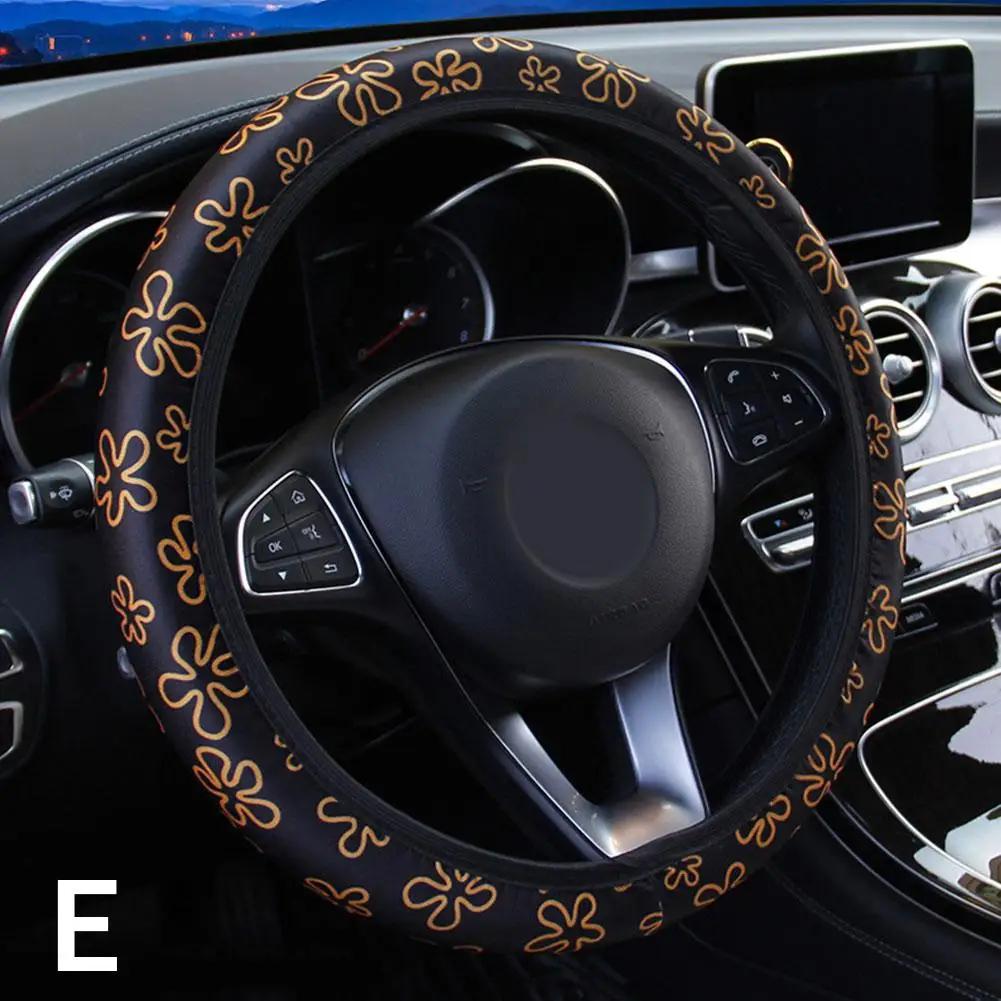 Böcek Baskılı Kumaş Araba Direksiyon Simidi Kılıfı Tekerlek Aksesuarları Olmadan Evrensel Direksiyonlu Araba İç Kılıfı Styling İç Mekan F7H2