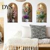Easy Install Wall Sticker 3 Pcs 3D Vase Stickers Vintage Flower Art Space Extension Self-Adhesive Colorful Floral Blossom Decals for Bedroom
