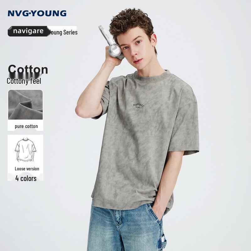 

NVG·YOUNG Men s Distressed Sailboat Graphic Loose Fit Short Sleeve T-Shirt M