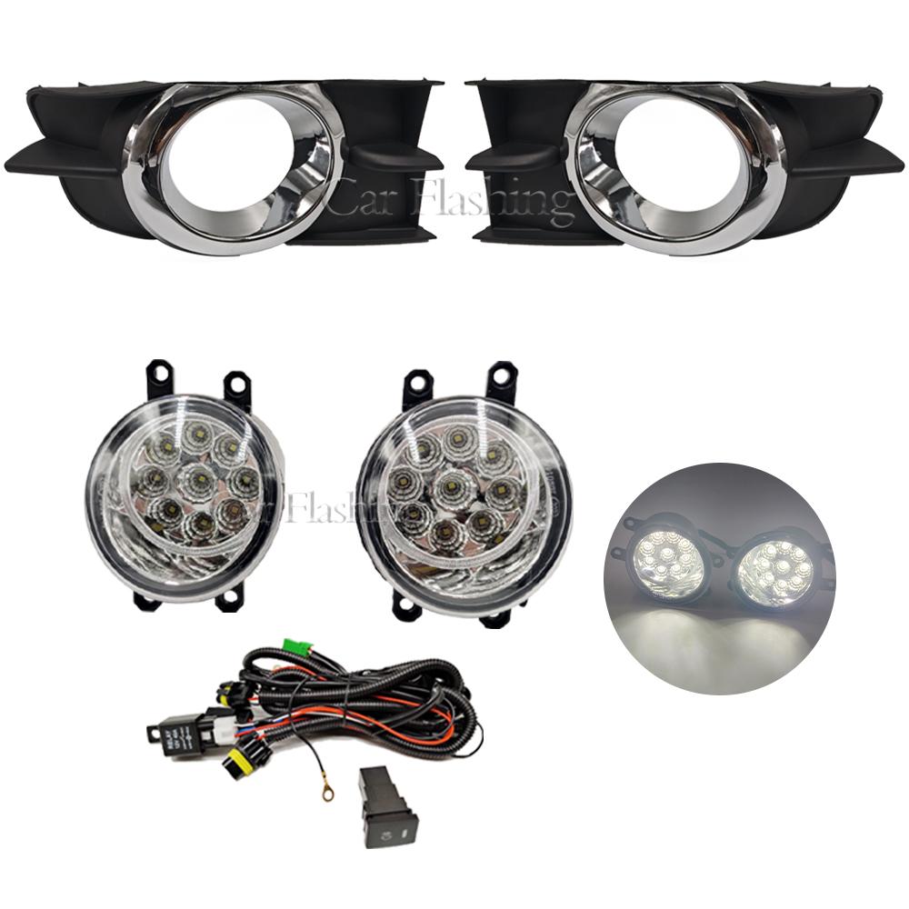 Car LED Fog Light For Toyota 2009 2010 2011 2012 Halogen with Wires Switch Harness Kit Angel Eyes Fog Lamp Cover