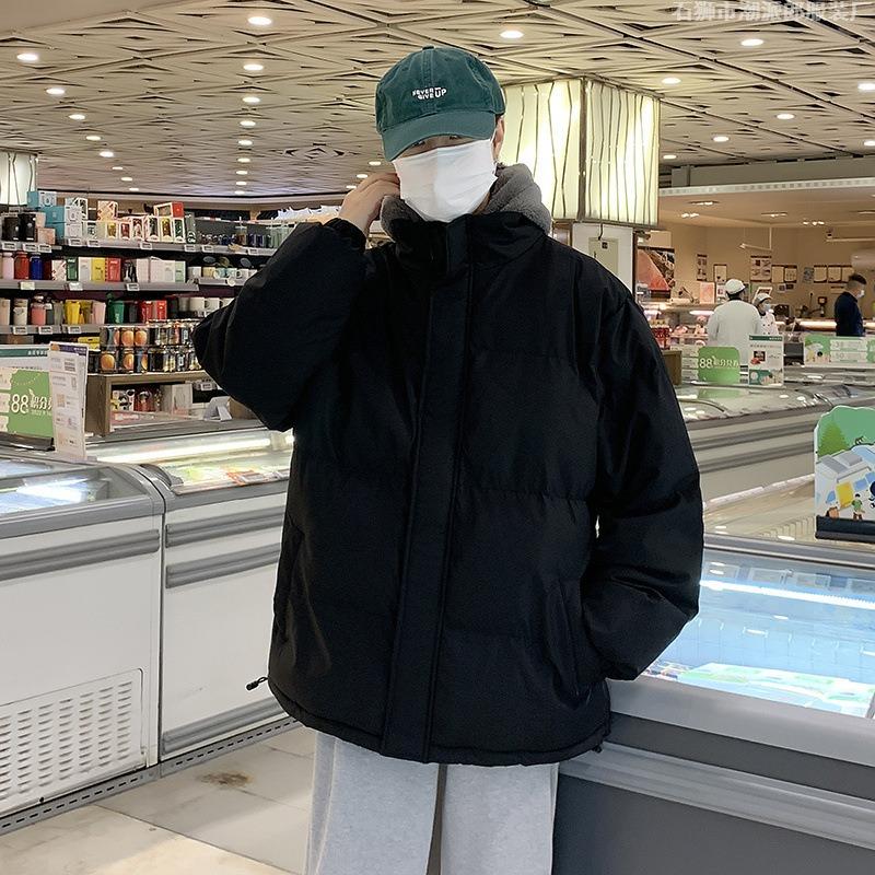 Fake two-piece cotton-padded jacket for men in winter, loose and thickened warm fleece cotton-padded jacket, hooded cotton-padded jacket.