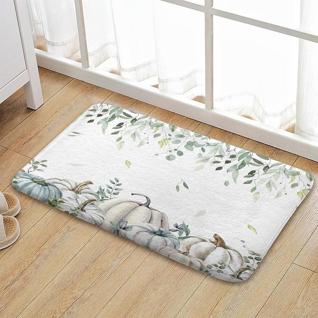 Fall Pumpkins Maple Leaf Autumn Harvest Thanksgiving Carpet Mat Rug Non Slip Home Decor for Bathroom Bedroom Kitchen Bathtub