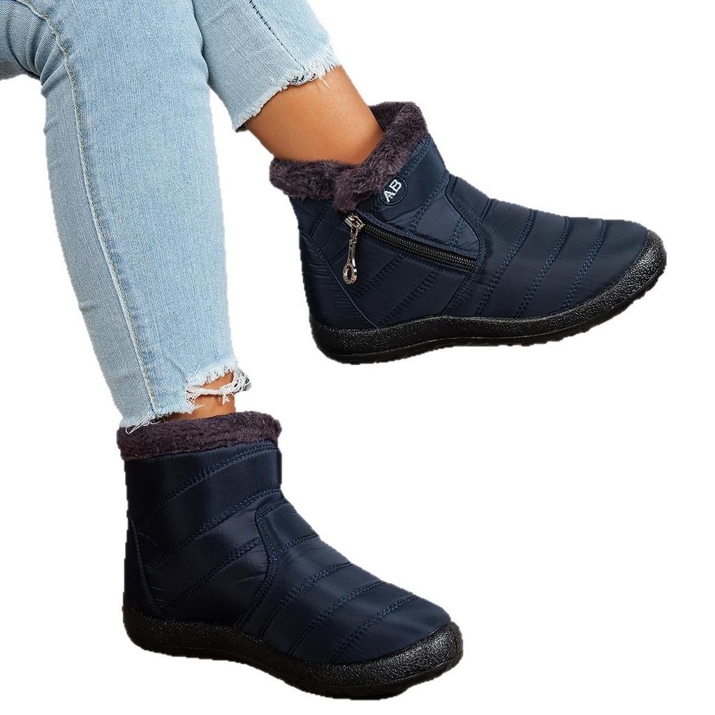 Mode Schnee Damenstiefel Bequeme Damenstiefel Wasserdichte Damenschuhe Reißverschluss Schuhe Frau Weiches Fell Damen Winterstiefel Botas Mujer