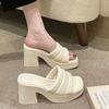 Sandals Summer New Style 2025 High Heels Waterproof Platform Height Increasing Sponge Cake Heels Cool Slippers Women's Slippers