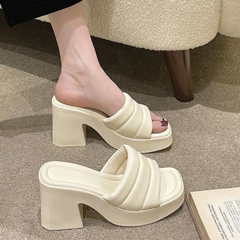 Sandals Summer New Style 2025 High Heels Waterproof Platform Height Increasing Sponge Cake Heels Cool Slippers Women's Slippers