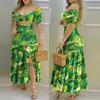 Autumn 2026 European-American Color Block Print Vest & High Waist Split Long Skirt Set 661