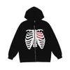 2023 European and American New Hoodie Skull Hiphop Sweater Women's Loose Street Sports Zipper Cardigan Y2k Jacket
