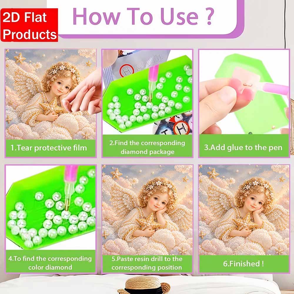 Pearl Painting 5D DIY Decorative Painting. Cute Birthday Gift. Angel Star Clouds Handmade Art Painting