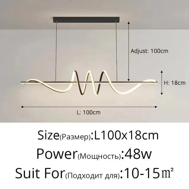 Nordic dining table pendant light modern living room pendant light home lighting bedroom decoration strip linear wave light