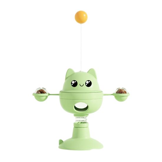 Wobbling Cat Toy with Suction Cup Interactive Cat Teaser Wand Toy with Gall Fruit Balls Treat Dispenser Toy for Indoor Cats Entertainment