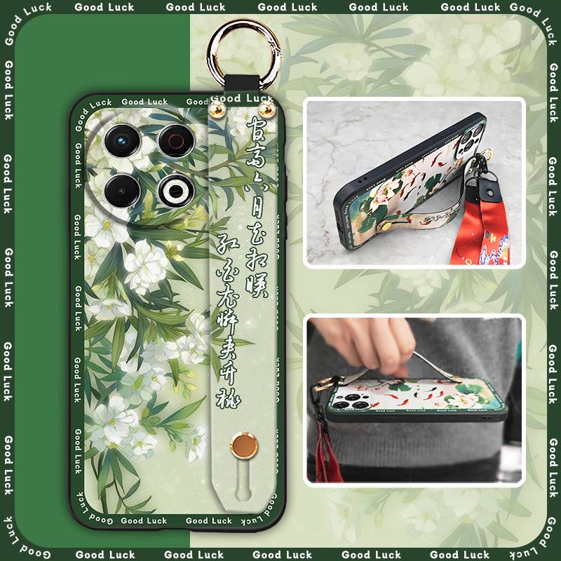 Phone Holder Silicone Phone Case For Tecno Spark30 Pro 4G/KL7 Kickstand Fashion Anti-knock Wrist Strap Soft Case Ring