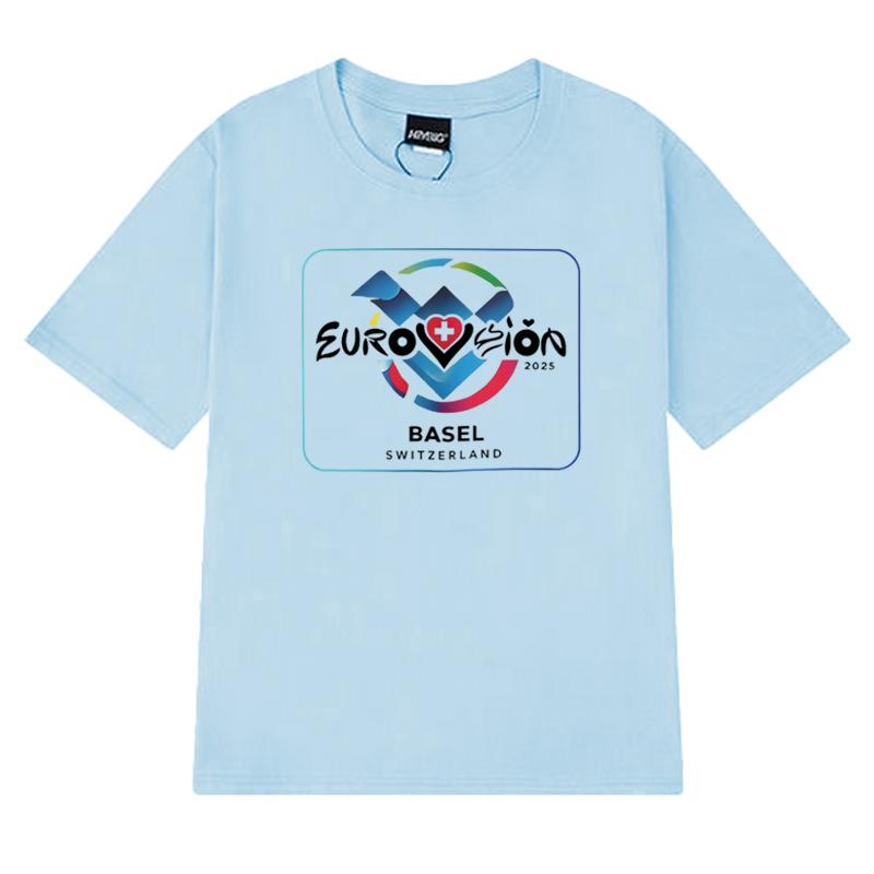 Eurovision Song 2025 Basel Switzerland short sleeve Tshirts Unisex Women Fashion Oversized clothing Unisex 100 Cotton T shirt Top