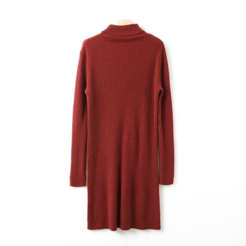 Women Sweater Dress 100% Wool MODERN NEW SAGA Turtleneck Knit Long Pullover Winter Jumpers Wool Long Dress Female
