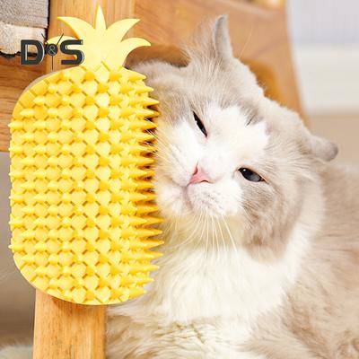 Samogroomer dla kota w kształcie ananasa, ścienny grzebień do masażu narożnego dla kota z kocimiętką, drapak do twarzy dla kota, szczotka do pielęgnacji dla kotów i psów z długą i krótką sierścią