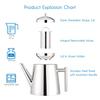 Easyworkz Stainless Steel Teapot 800ml with Tea Strainer, Silver