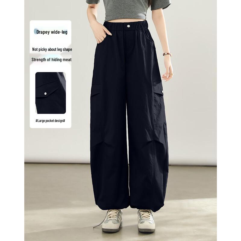 TERRE BLEUE Women s Loose Fit Casual Wide-Leg Trousers 29