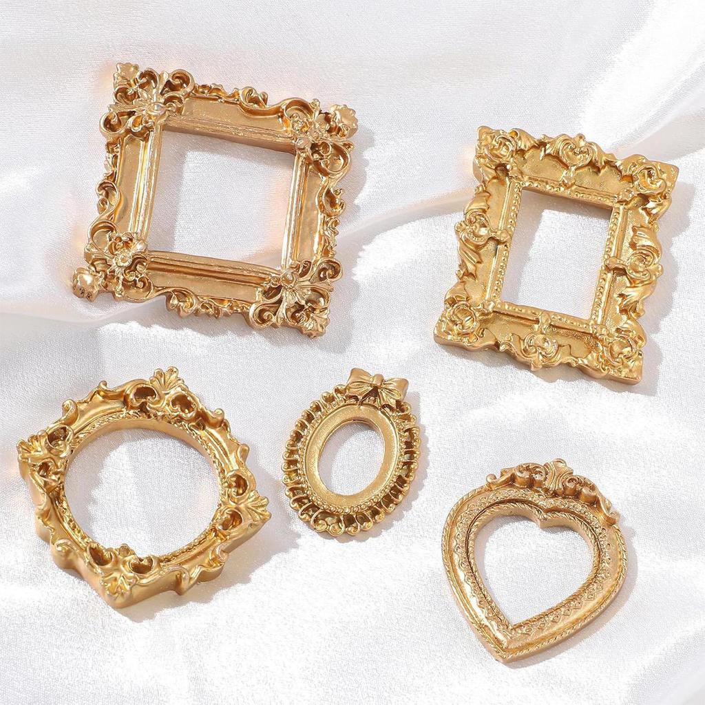 5 Pezzi Mini Cornici per Foto Vintage, Piccole Cornici per Foto in Resina Oro Antico, Decorazioni Miniature da Tavolo Cornici per Foto da Parete