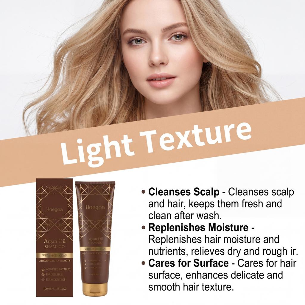 HOEGOA Argan Oil Shampoo Smooth Hair Care Nourishing, Rich, Smooth Hair Mild Moisturizing Shampoo