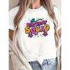 Womens Birthday Squad Print Short Sleeve Crew Neck Summer Casual Tee