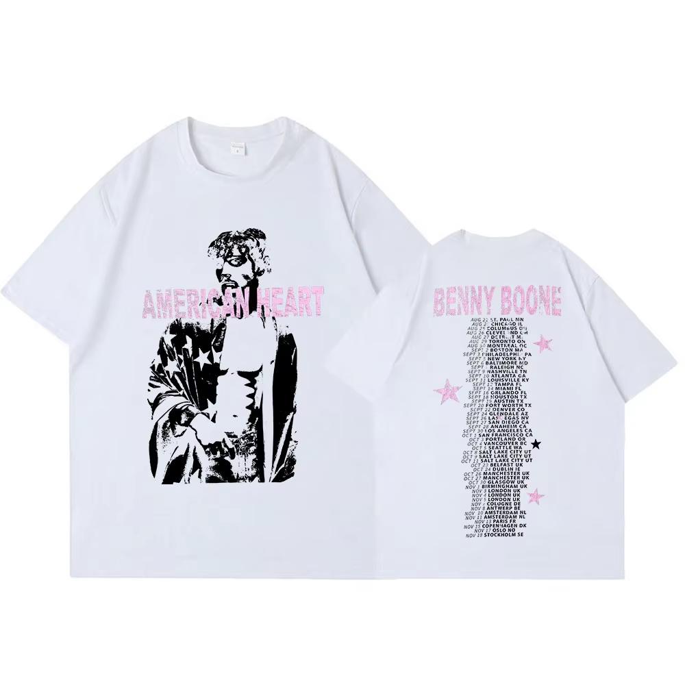 Benson Boone American Heart World Tour 2025 Merch T Shirts Men's Women Clothing Fashion Cotton Short Sleeves T-shirts Streetwear