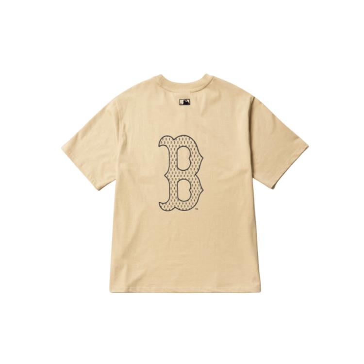 MLB Boston Red Sox T Shirts Unisex Khaki Crew Neck Moderate Straight Fit 3ATS02114-43BGS L