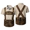 Men's Short Sleeve Button Up Shirt Festival Retro Beer Elements Print Casual Loose Fit Party Daily Wear Shirt