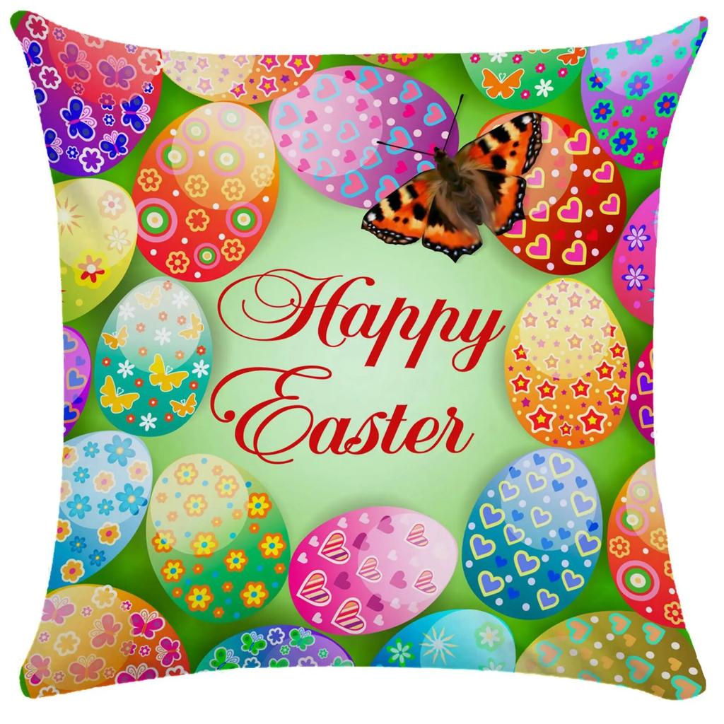 Home Decoration Easter Pillowcase Cute Rabbit Egg Print Pillowcase Living Room Sofa Cushion Cover Bedroom Room Decoration