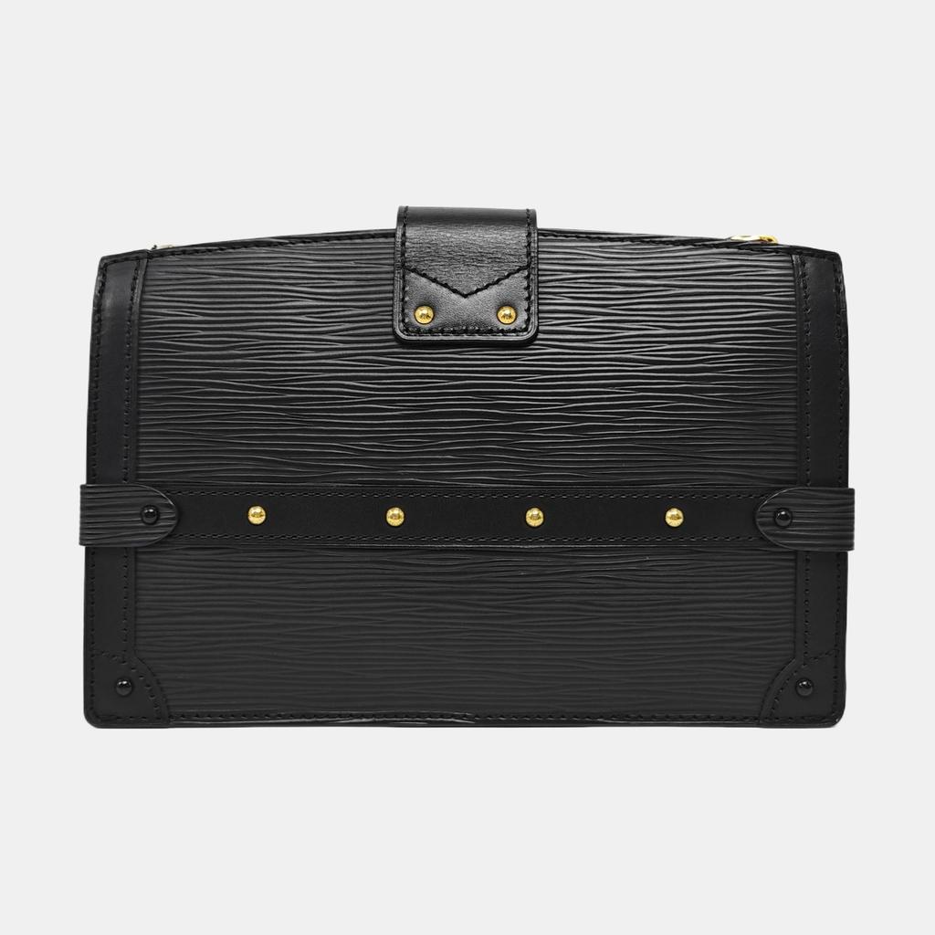 [Pre-Owned] Trunk Clutch Soft Box Water Ripple Leather Crossbody Shoulder Bag - Very Good #TJPCQ6