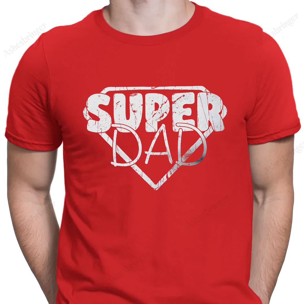 Super Dad Graphic Novelty Crew Neck Fathers Day T Shirt Funny Dad Gift Tee Street Casual Style Tops for Men and Women