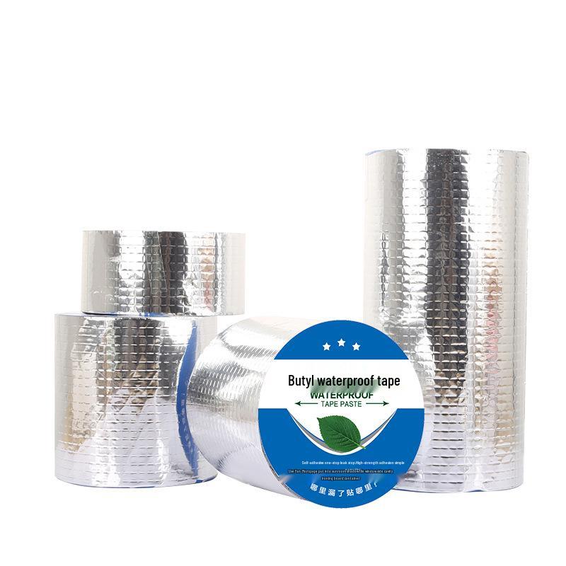 1.5mm Thick Butyl Aluminum Foil Waterproof Tape - Leak Repair, Self-Adhesive Roll for Roof Cracks and Water Leakage