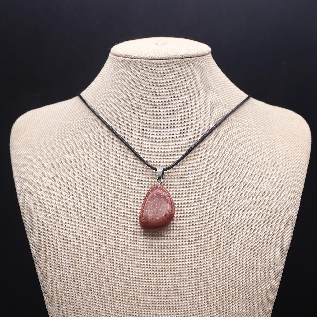 

1 шт. в партии ожерелье из натурального камня, кулон, нерегулярный кристалл, кварц, агат, лазурит, веревочная цепочка, ожерелья для женщин и мужчин, ювелирные изделия, подарки 15 × 25-20 × 30 мм 1Pcs/Gold Sand Stone