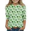 Print Tops For Youth Girls 5-16 Years Round Neck 3/4 Sleeves T-Shirts Trendy Tops Outfit Tees