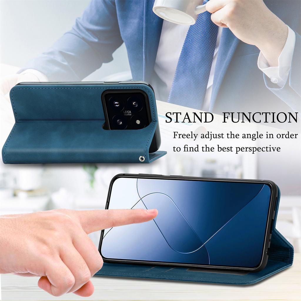 Etui skórzane dla Xiaomi 14T Pro z uchwytem na karty, magnetycznie absorbowane etui na telefon