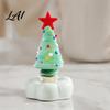 Handcrafted Holiday Table Decor Handmade Glass Christmas Tree Ornament with Star Top And Colorful Bead Details Festive Photo Props Desktop