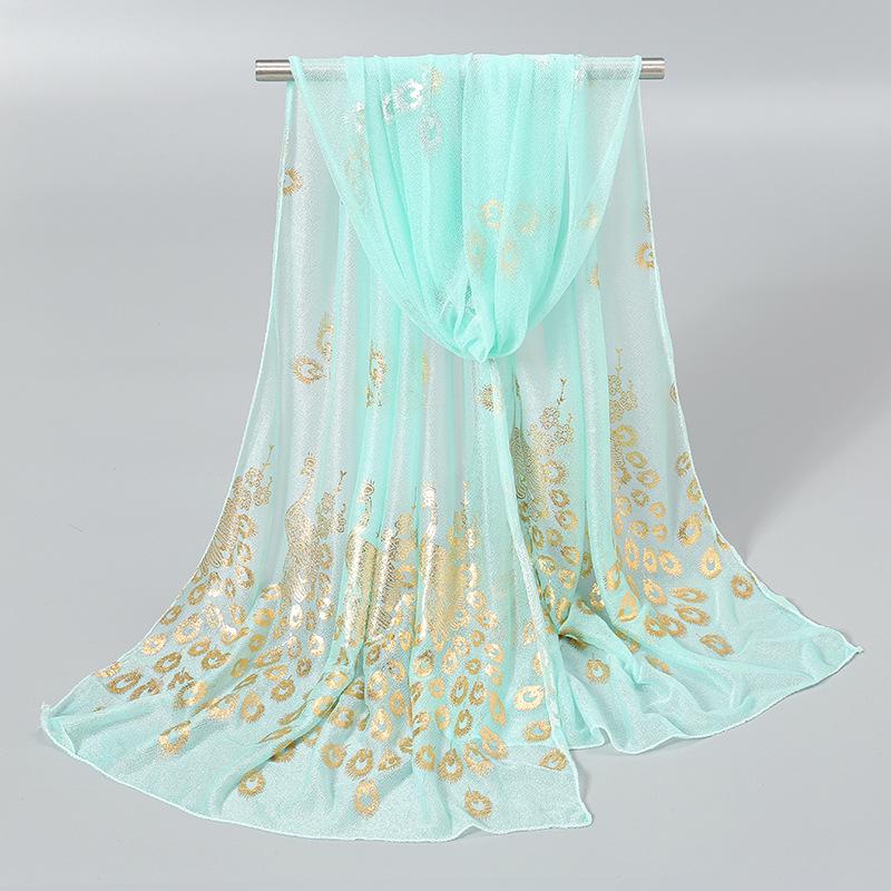 Elegant Peacock & Phoenix Feather Print Scarf – Lightweight, Comfortable, and Stylish Women's Travel Accessory Shawl
