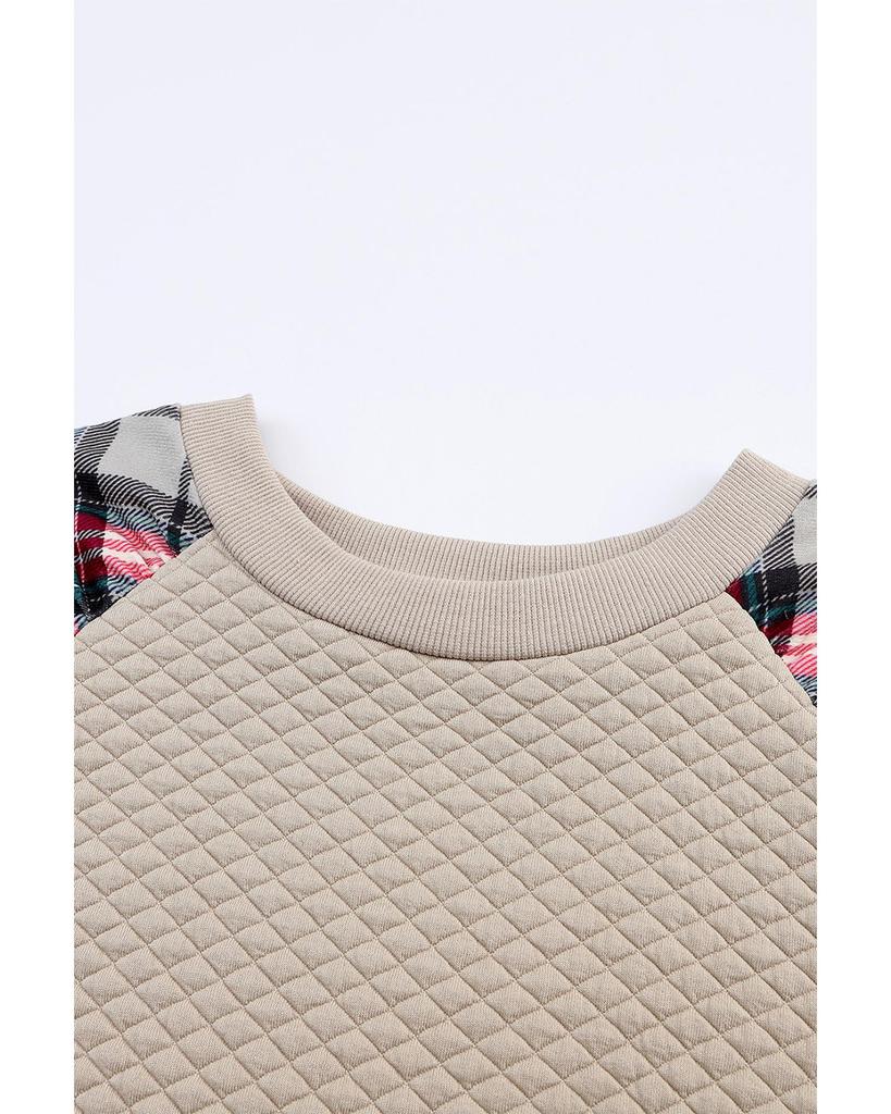 Azura Exchange Plaid Raglan Sleeve Sweatshirt