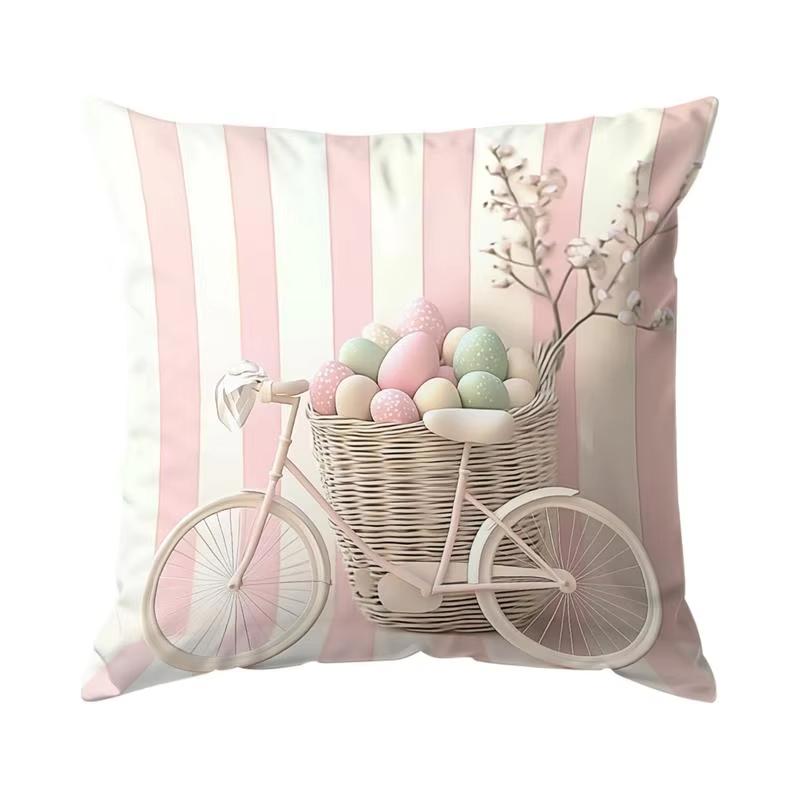 Easter Rabbit Pillow Case, Cute Bunny Small Gift With Egg Design For Friends And Family Spring Present Peach skin 18*18(CM)-1Pcs