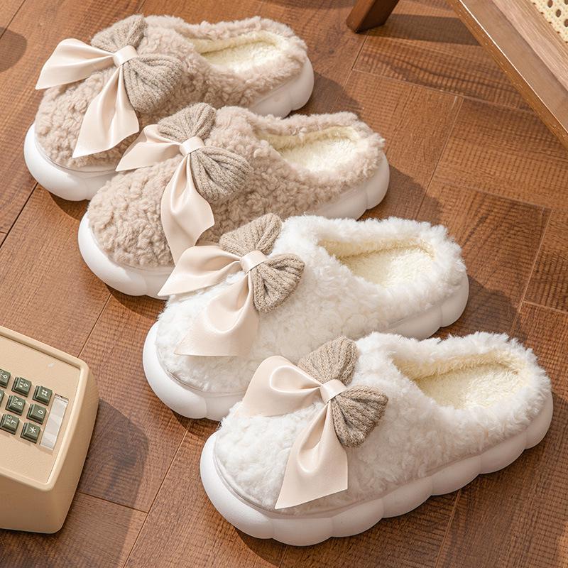 Women's Winter Cotton Slippers: Indoor, Warm, Thick Sole, Silent, Soft Bottom, Velvet Lined