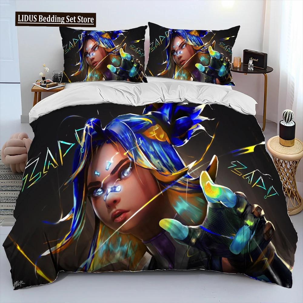 3D VALORANT Game Gamer Cartoon Comforter Bedding Set,Duvet Cover Bed Set Quilt Cover Pillowcase,king Queen Size Bedding Set Boys