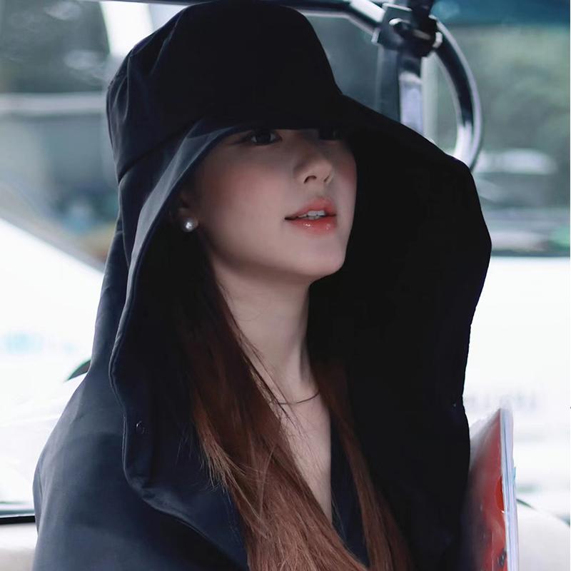 Summer sun protection hat women's big eaves UV protection shading shawl hat outdoor neck protection face bucket hat foldable