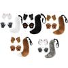 Faux Ears and Tail Set Ear Headband Costume Cosplay Animals Ears and Tail for Mardi Gras Kids Adults Stage Shows Carnival Easter