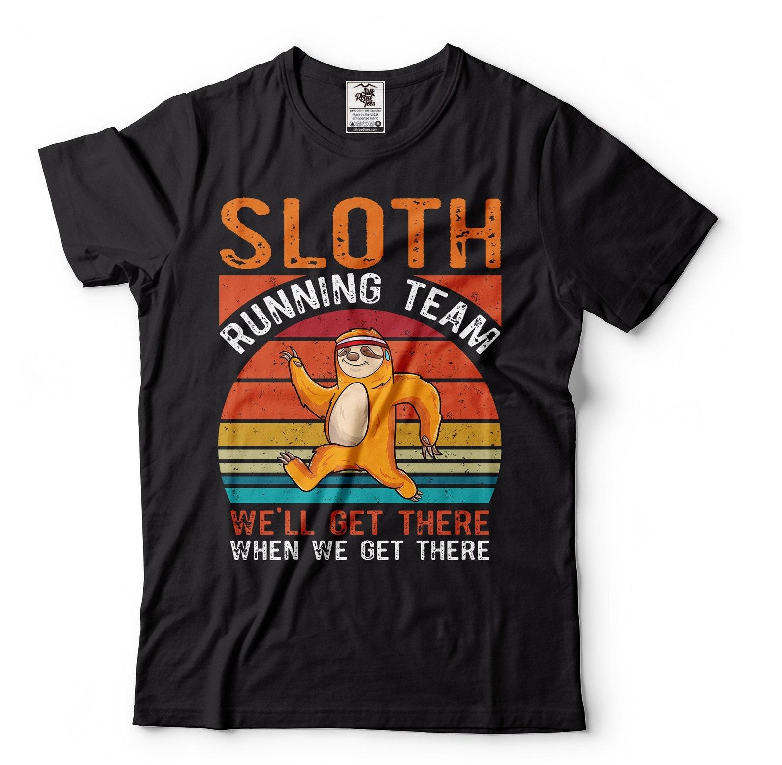 Funny Sloth Running Team T-Shirt: GYM Sport Parody Tee XXXL