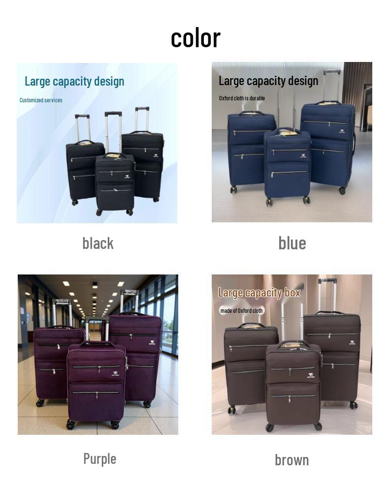 Upgraded Large Capacity Business Trolley Suitcase with Front Zipper and Universal Wheels