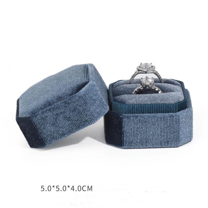 Kord Samt Ringbox 5x5x4cm Kleine Größe Vierfarbig Spot Sechseck Flanell Ring Schmuckschatulle Für Hochzeit & Verlobung